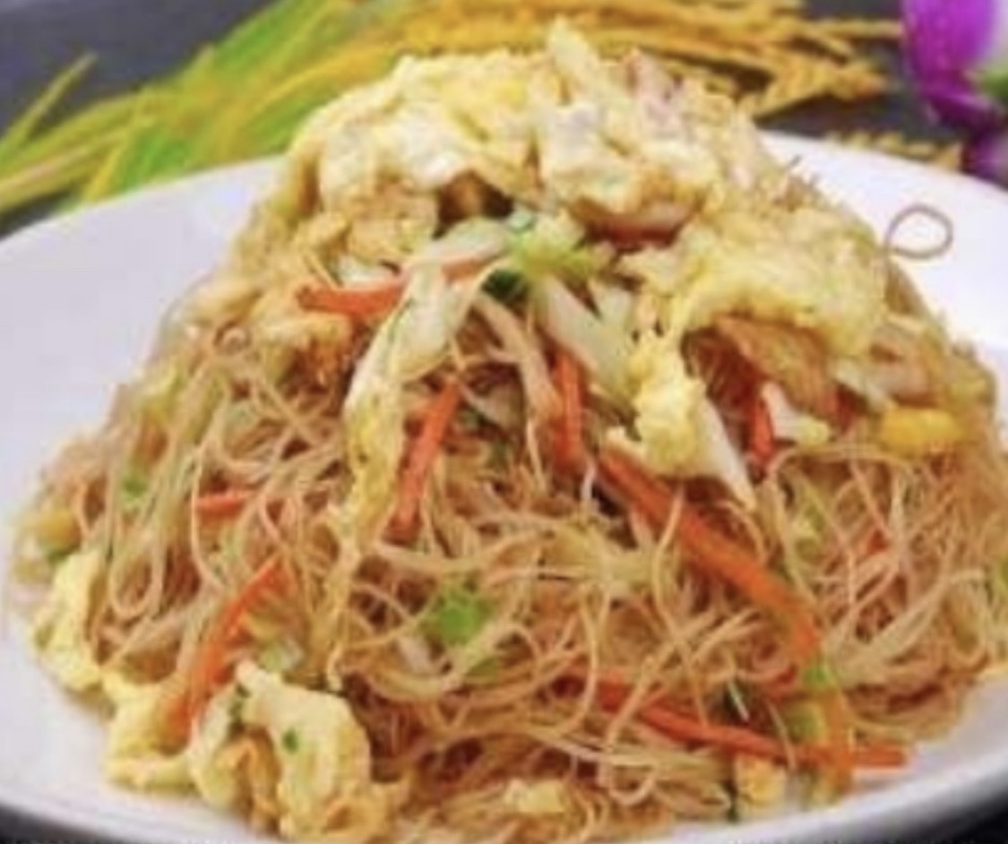 Fideos de arroz con gambas