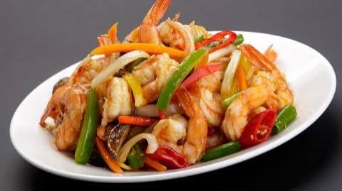 Verduras con gambas
