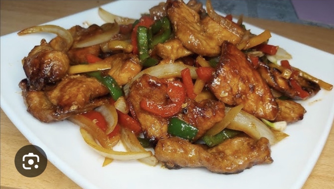 Cerdo salteado picante